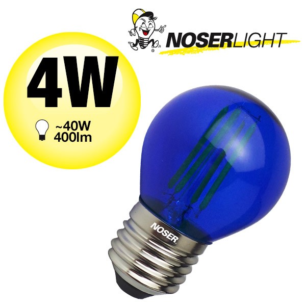 NOSER Filament LED G45 Bulb, blue, E27, IP44
