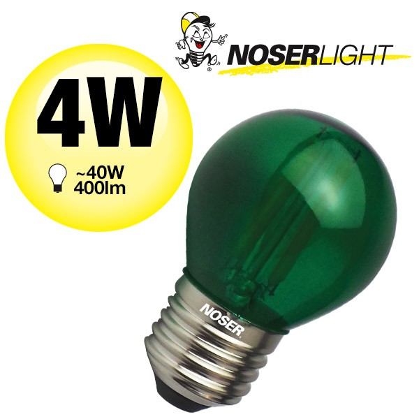 NOSER Filament LED G45 Bulb, green, E27, IP44