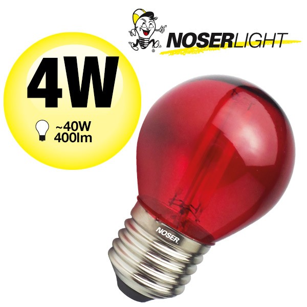 NOSER Filament LED G45 Bulb, red, E27, IP44