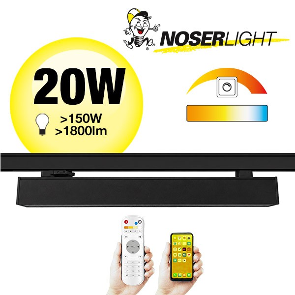 NOSER LED linear (3 Phase) noir, 20W, Tunable white & DIM