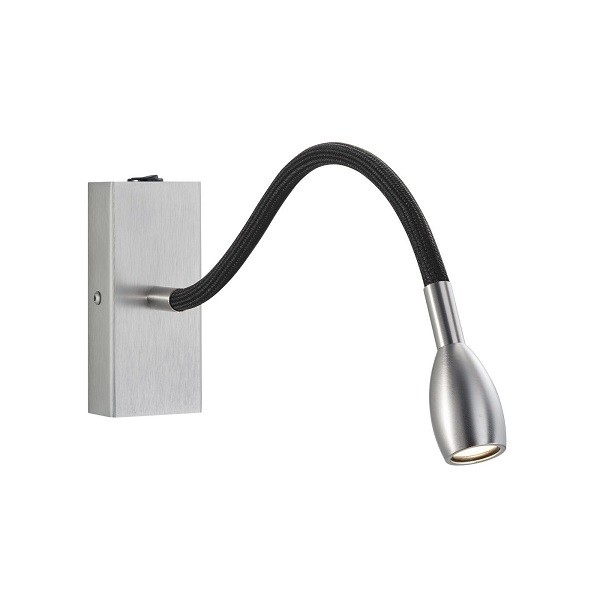 KNAPSTEIN LED Wandleuchte ASTA, nickel matt - schwarz stoffummantelt