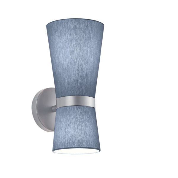 YUNA-W wall light, matt nickel – blue chintz shade