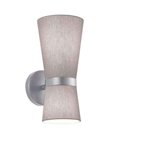 YUNA-W wall light, matt nickel – grey chintz shade