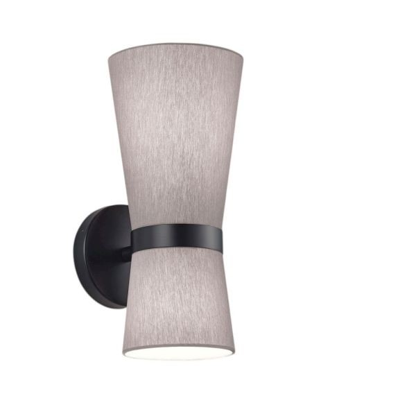YUNA-W wall light, black – grey chintz shade
