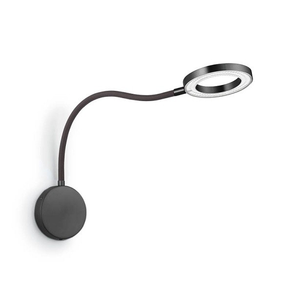 KNAPSTEIN LED Wandleuchte TESSA-W-Flex, schwarz - Flexschlauch stoffummantelt schwarz