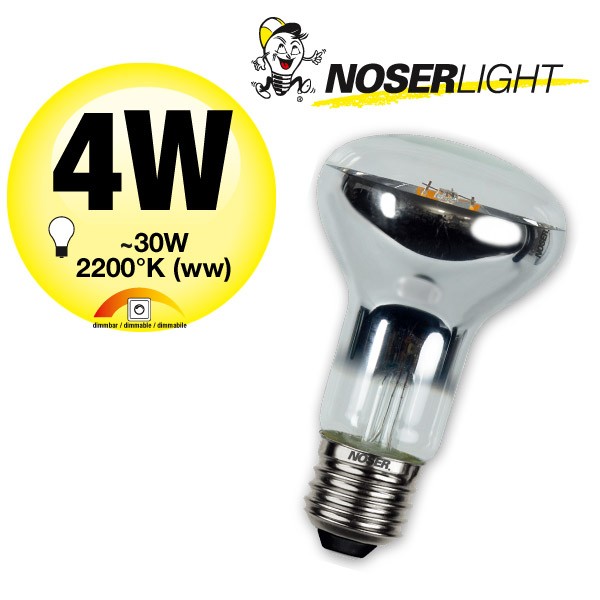 NOSER LED-R63, 240V, E27, 4W, dimmable, 360?, 2700?K warm white, Item no. 220.04