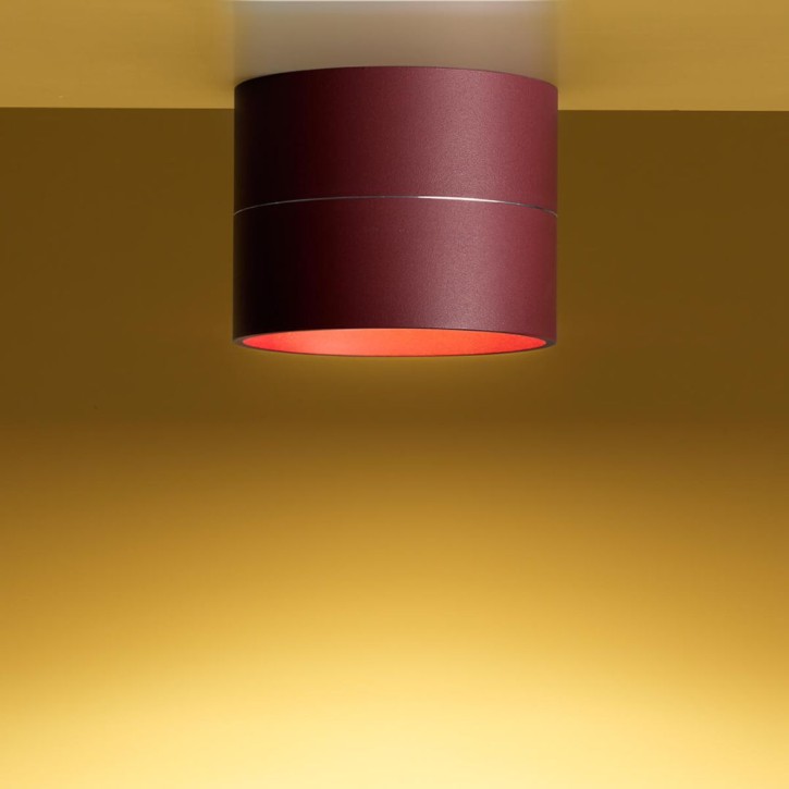 Ceiling luminaire TUDOR S, Ø120 x 95mm, matt red