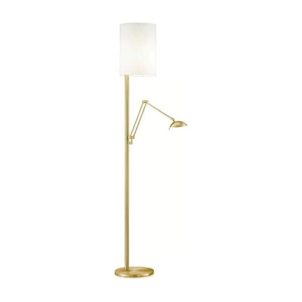 LED-Stehleuchte KIRA-L, messing matt - Glasschirm opal matt weiss