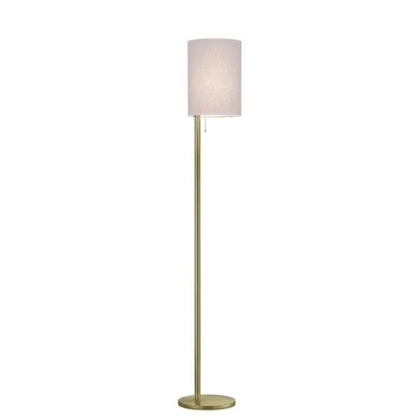 LED-Stehleuchte KIRA, messing matt - Stoffschirm weiss