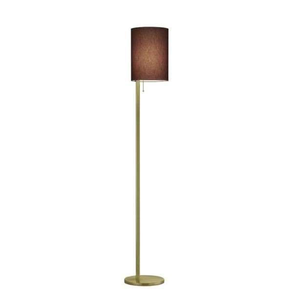 LED-Stehleuchte KIRA, messing matt - Stoffschirm taupe
