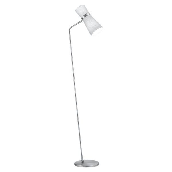 Lampadaire YUNA-S, nickel mat - abat-jour en chintz blanc