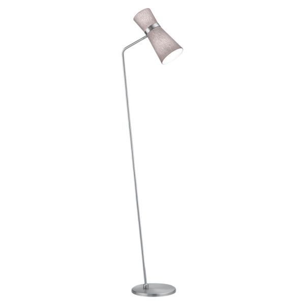 Stehleuchte YUNA-S, nickel matt - Schirm Chintz grau
