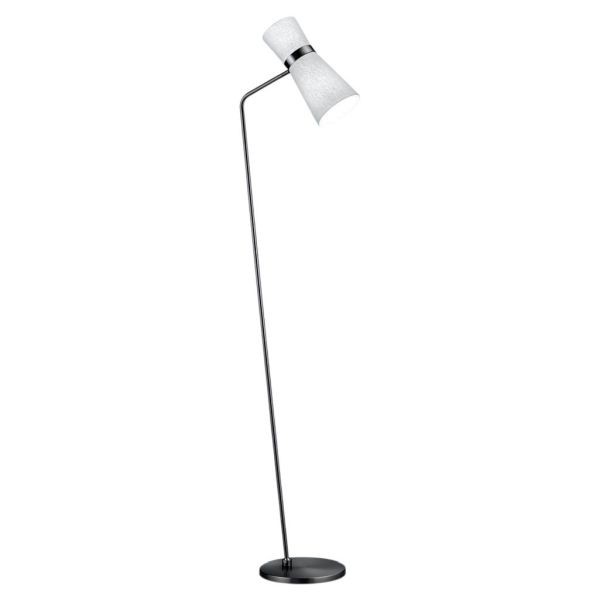 YUNA-S floor lamp, black – white chintz shade