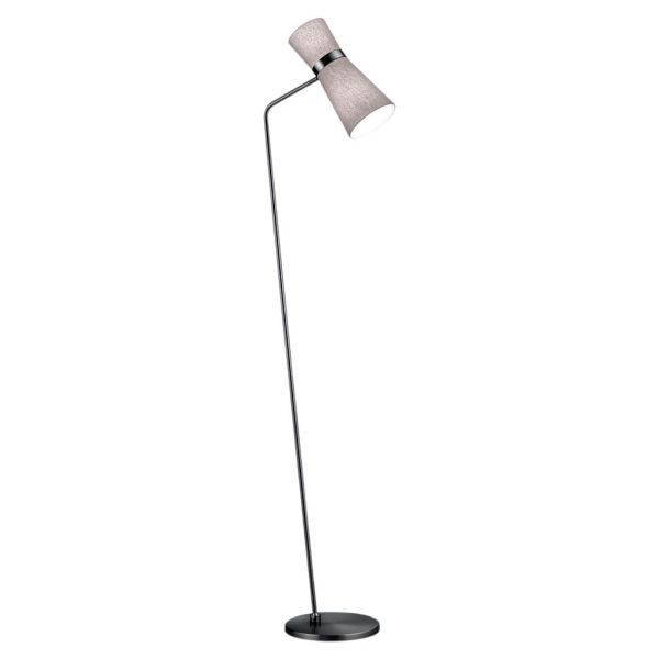 YUNA-S floor lamp, black – grey chintz shade