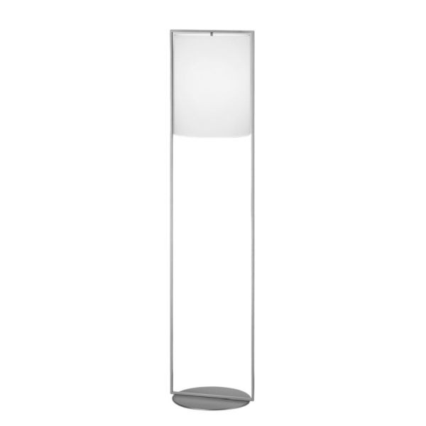 ALVA floor lamp, matt nickel – white chintz shade
