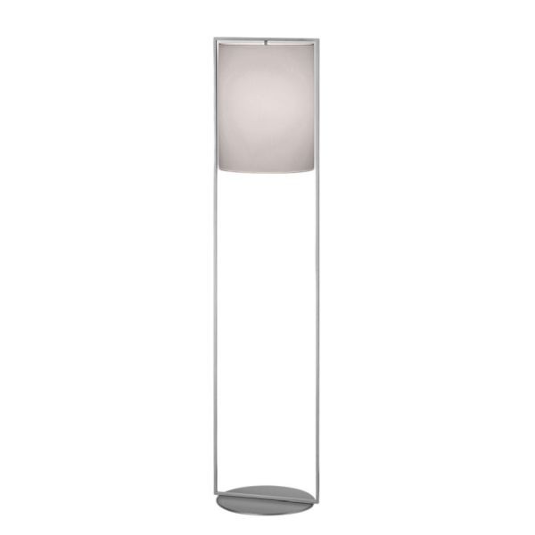 ALVA floor lamp, matt nickel – grey chintz shade