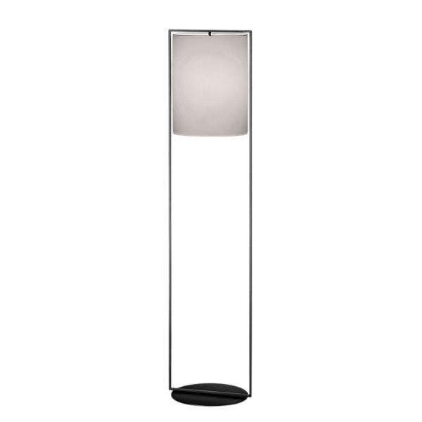 ALVA floor lamp, black – grey chintz shade