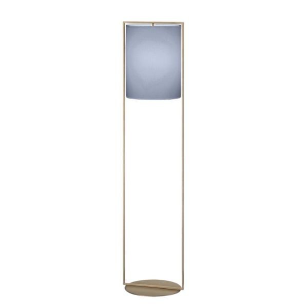 ALVA floor lamp, bronze effect – blue chintz shade