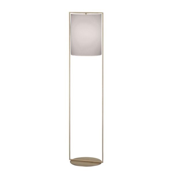 ALVA floor lamp, bronze effect – grey chintz shade