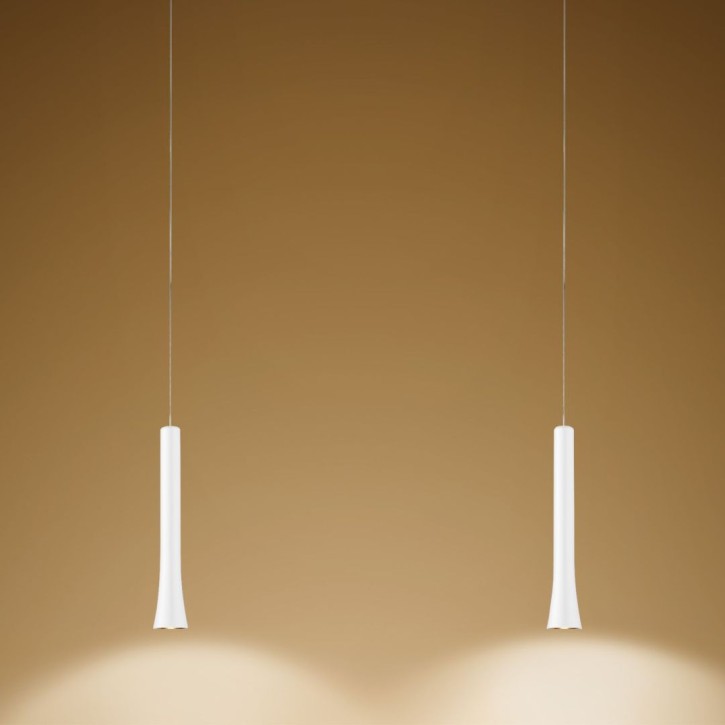 Pendant luminaire RIO, 2 light, matt white, 220-240V, 50-60Hz, LED, 2700K, 2x 1350lm, 22.4W, CRI>90, externally dimmable (CASAMBI), Integrated LED, canopy matt white 