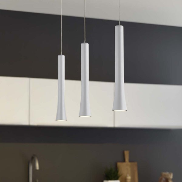 Pendant luminaire RIO, 3 light, matt white, 220-240V, 50-60Hz, LED, 2700K, 3x 1350lm, 33.6W, CRI>90, externally dimmable (CASAMBI), Integrated LED, canopy matt white