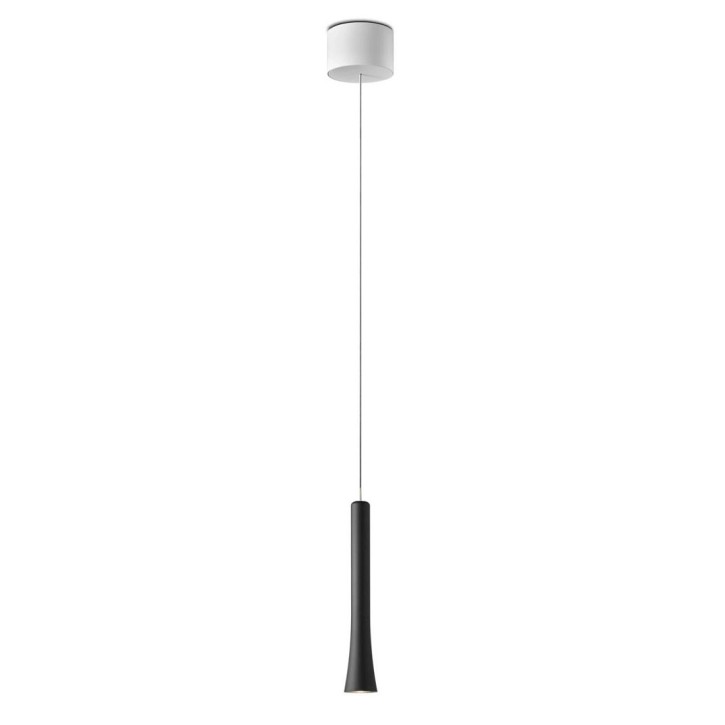 Pendant luminaire RIO, height adjustable, 1 light, matt black, 220-240V, 50-60Hz, LED, 2700K, 1350lm, 11.2W, CRI>90, externally dimmable (CASAMBI), Integrated LED, canopy matt white