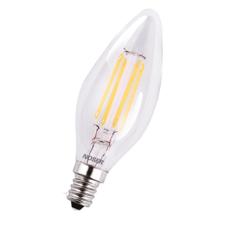 NOSER LED de forme flamme C35, E14, claire, 4W, 350lm, blanche chaude - 2700?K