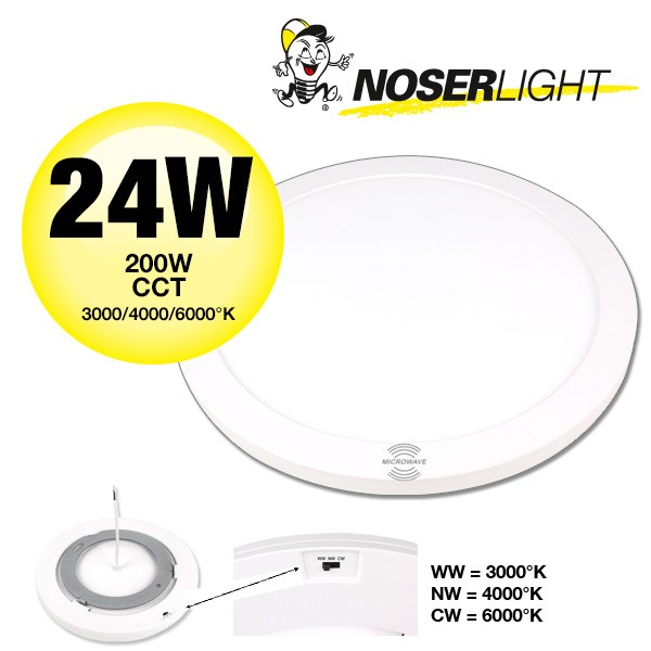 LED plafonnier - applique ronde, 24W, CCT & Sensor
