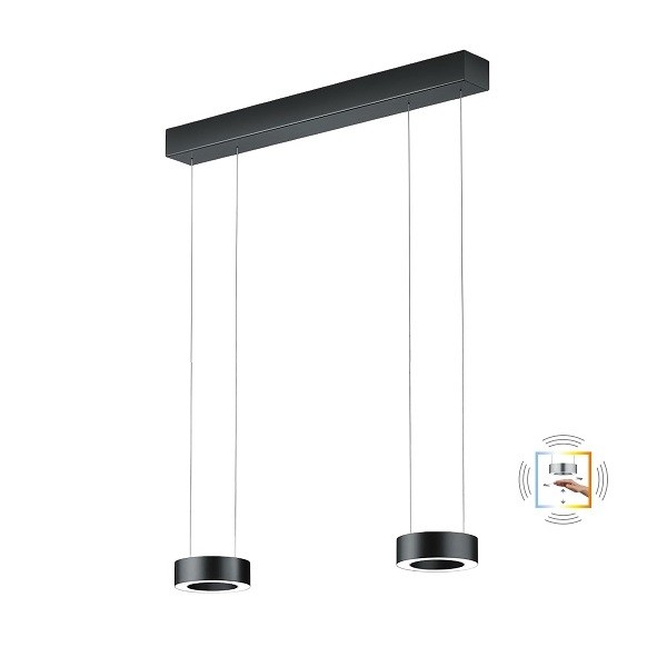 LED-Pendelleuchte ZERA-2, Acrylabdeckung, schwarz