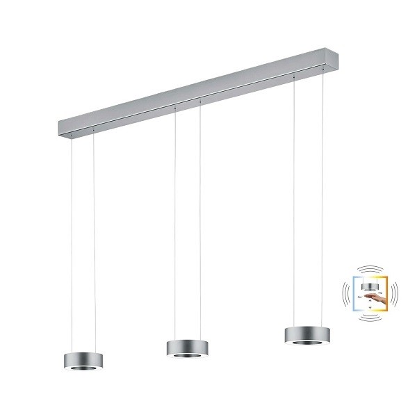 LED-Pendelleuchte ZERA-3, Prismenabdeckung, nickel matt