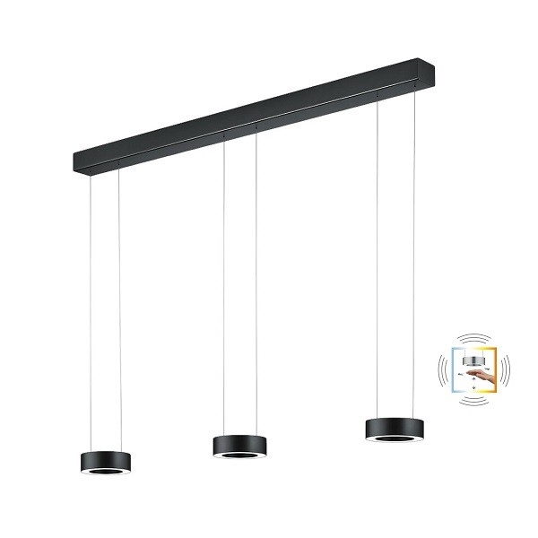 LED-Pendelleuchte ZERA-3, Prismenabdeckung, schwarz