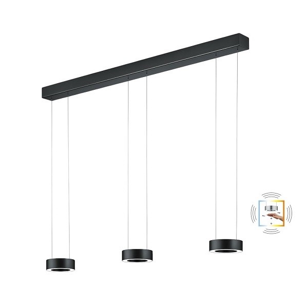 LED-Pendelleuchte ZERA-3, Acrylabdeckung, schwarz