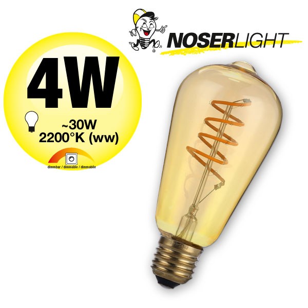 NOSER LED ?Filament ST64, ambr?e, E27, 5W, 170lm, blanche chaude 2200?K, No. art. 551.05