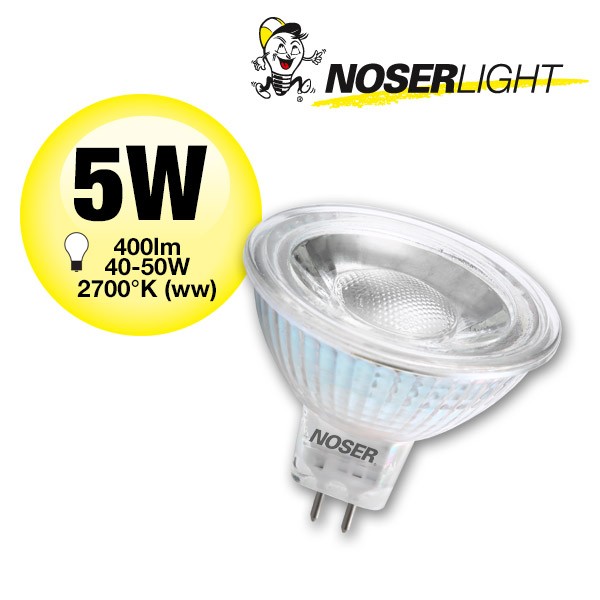 NOSER MR16-LED, 12V, 5W, 400lm/1170cd, 38°, 2700K