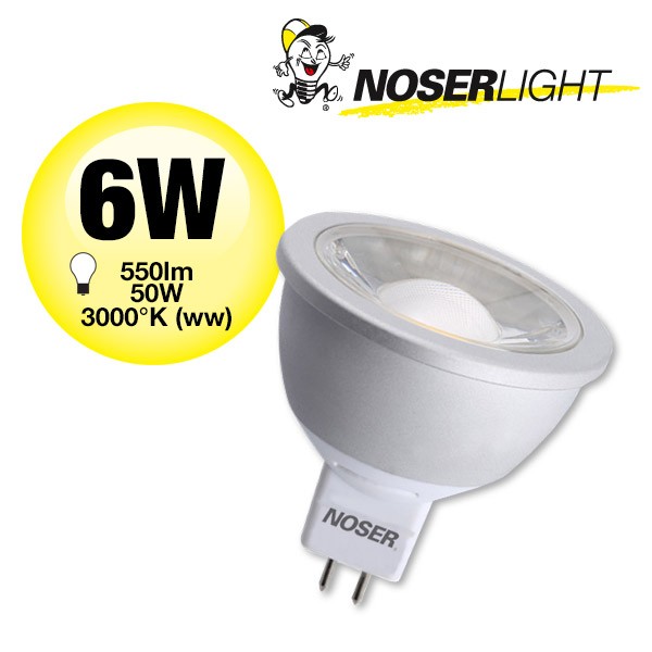 NOSERMR16 LED, 12V, 6W, 550lm/2560cd, 36°, 2700K