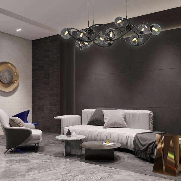 LED Pendant Light NANCY, black - chrome