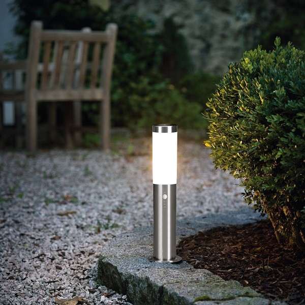 Outdoor Luminaire HELSINKI, 450mm, with sensor, stainless steel / white plastic