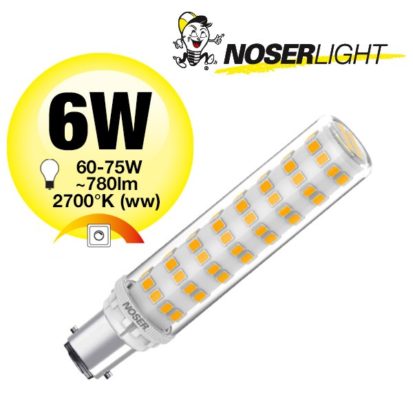 NOSER Mini LED, B15d, 6W, ~780lm, 2700K