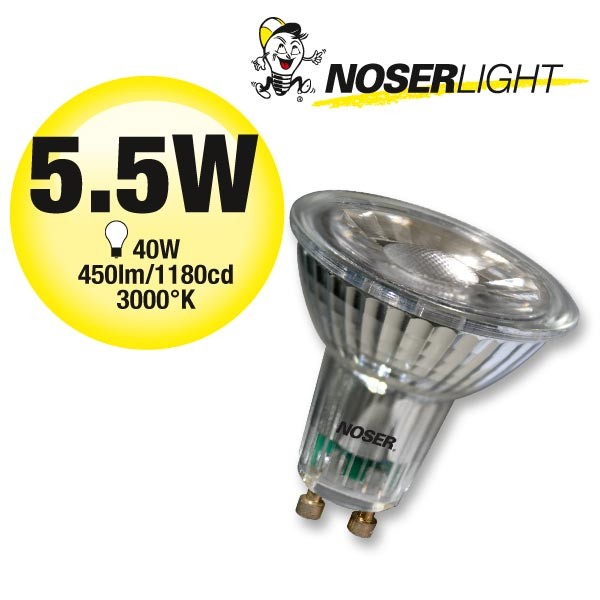 NOSER LED GU10, 5.5W, 450lm/1180cd, 40?, 3000?K,  dimmable
