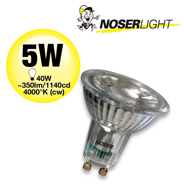 NOSER LED GU10, 5W, 350lm/1180cd, 40°, 4000K, dimmable