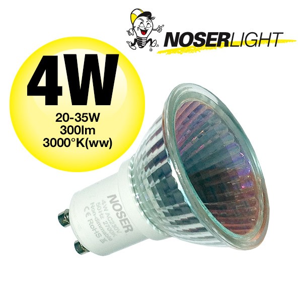 NOSER LED GU10 Diamant, 4W, 300lm, 40, 3000K, CRI>80, 240V, ~50/60Hz