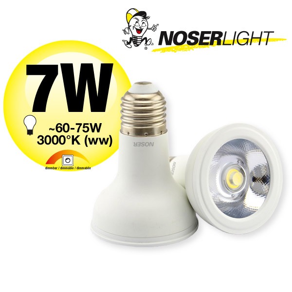 NOSER High Performance LED-PAR20, 7W, 630lm/1317cd, 3000?K, dimmable 30%-100%,                                                 Item no.: 8840.071