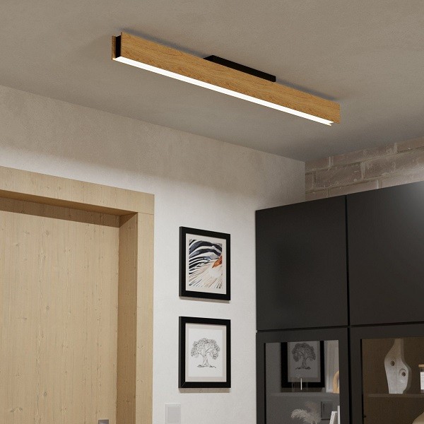 LED Ceiling Light ANCHORENA, 1-flame, brown / black