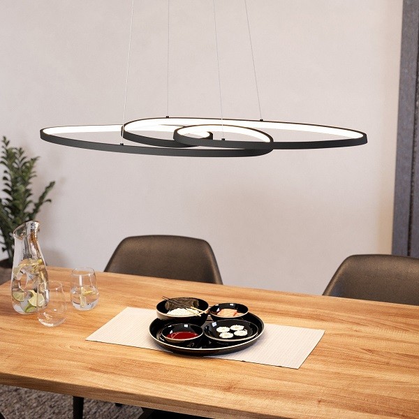 LED Pendant Light GIANELLA, 1-flame, black