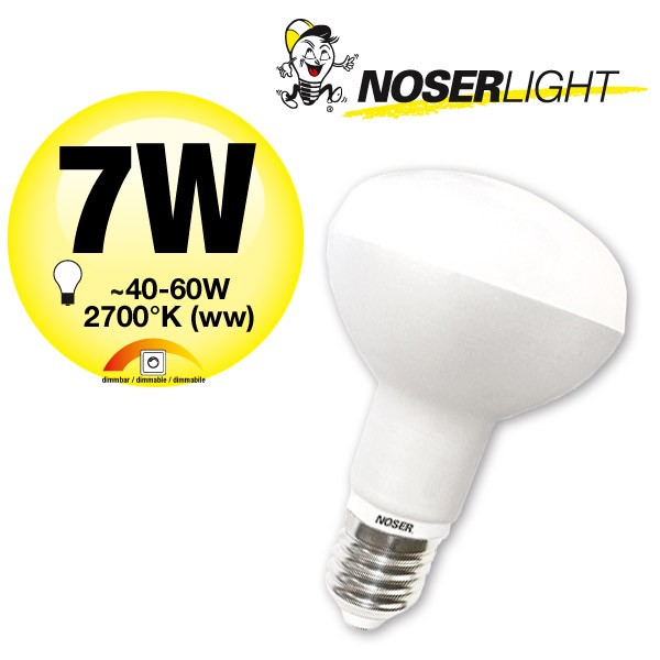 NOSER LED-R63, 230V, E27, 7W, dimmable, 180?, 2700?K, Item no. 926.07