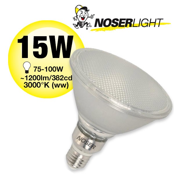 NOSER LED-PAR38, 15W, IP64, blanc chaude