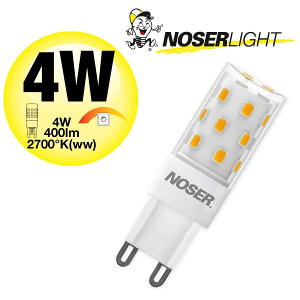 NOSER LED G9, 4W, 220-240V, ~50/60Hz, CRI>80, warm white - 2700K, dimmable