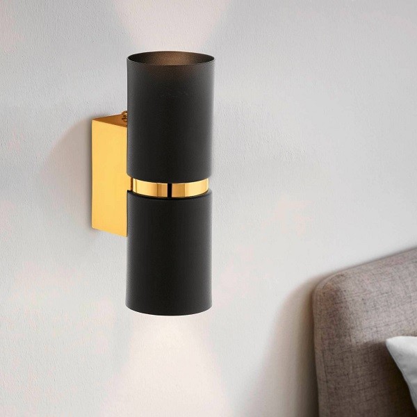 LED Wandleuchte PASSA, 2-flg., schwarz/gold