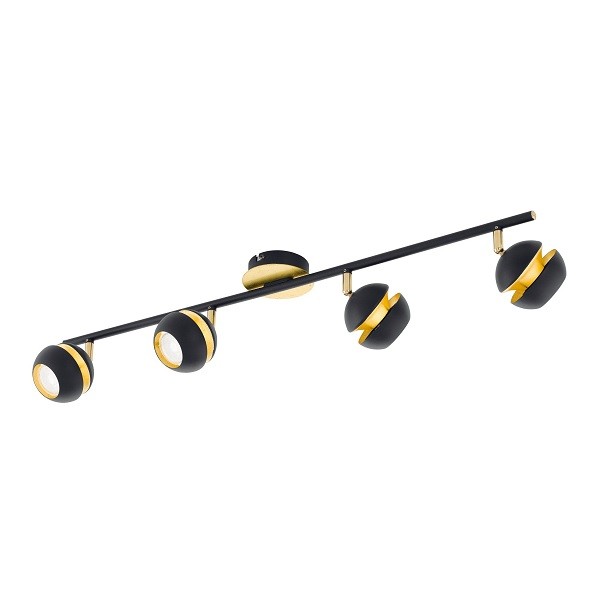 LED Plafonnier NOCITO, 4-flammes, noir / or