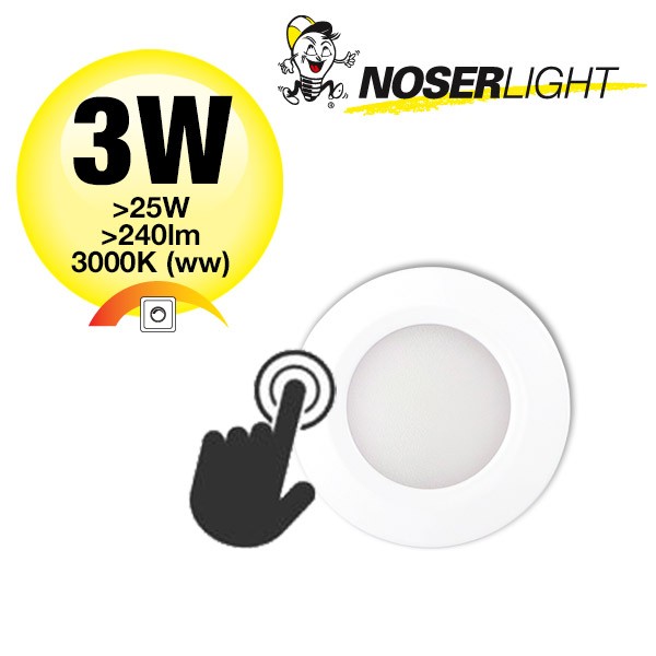 NOSER LED Mini Downlight, couleur blanc, 3W, >240lm, 3000?K blanc chaud